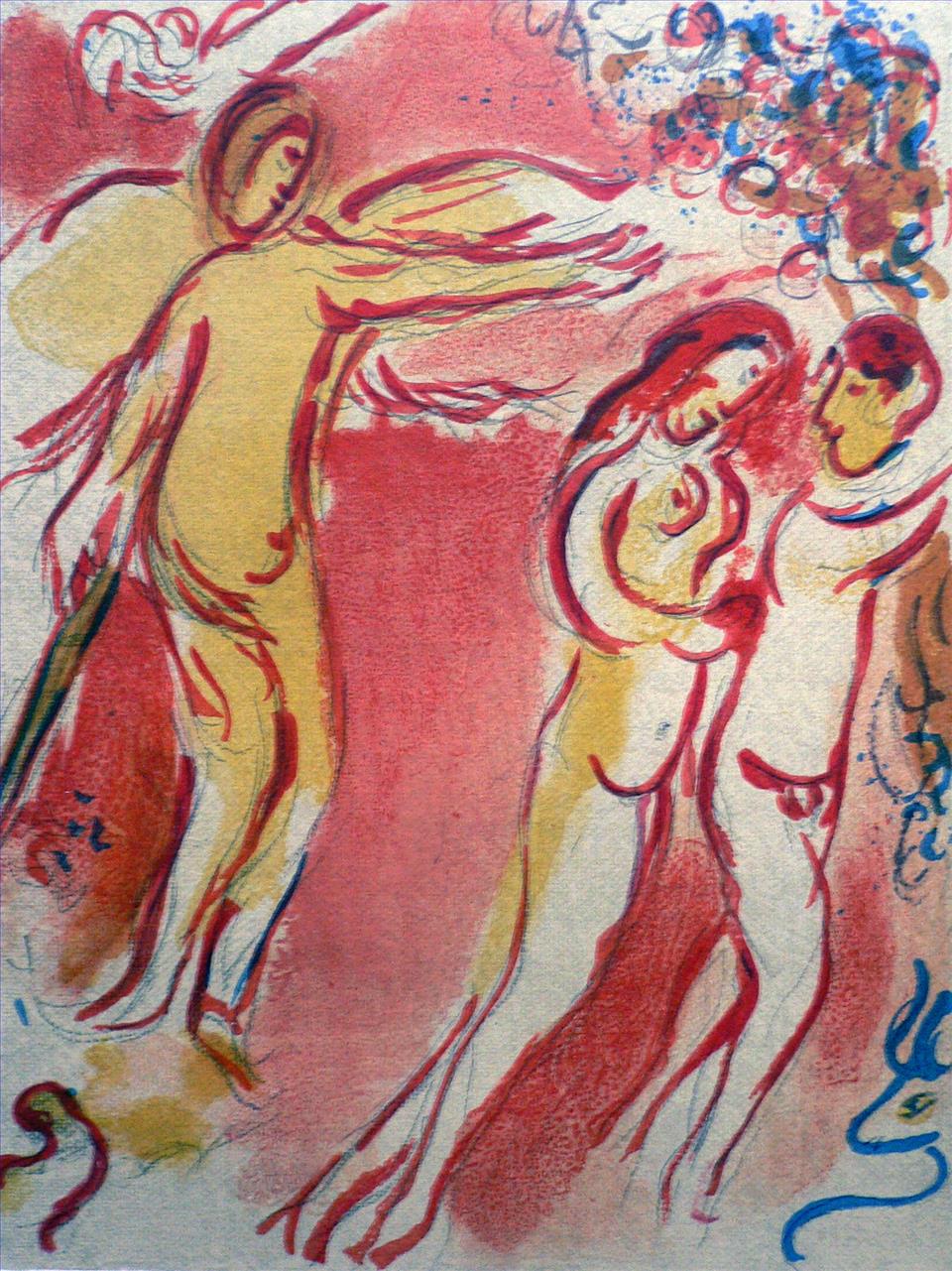 Adam et Eve sont bannis du paradis contemporain Marc Chagall Peintures à l'huile